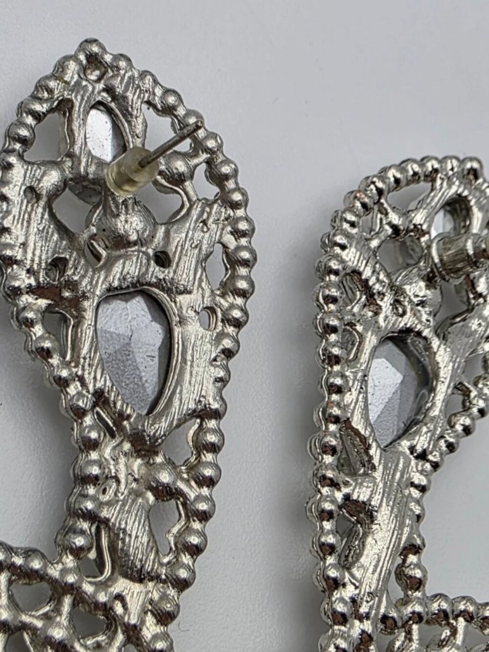 Clear Crystal Snake Drop Earrings Silver Tone 4 In Rhinestone Statement Serpent - Picture 10 of 10